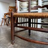 Nanny chair in dark wood and straw