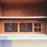 Yellow and grey formica buffet, Plastilux, vintage, 60s