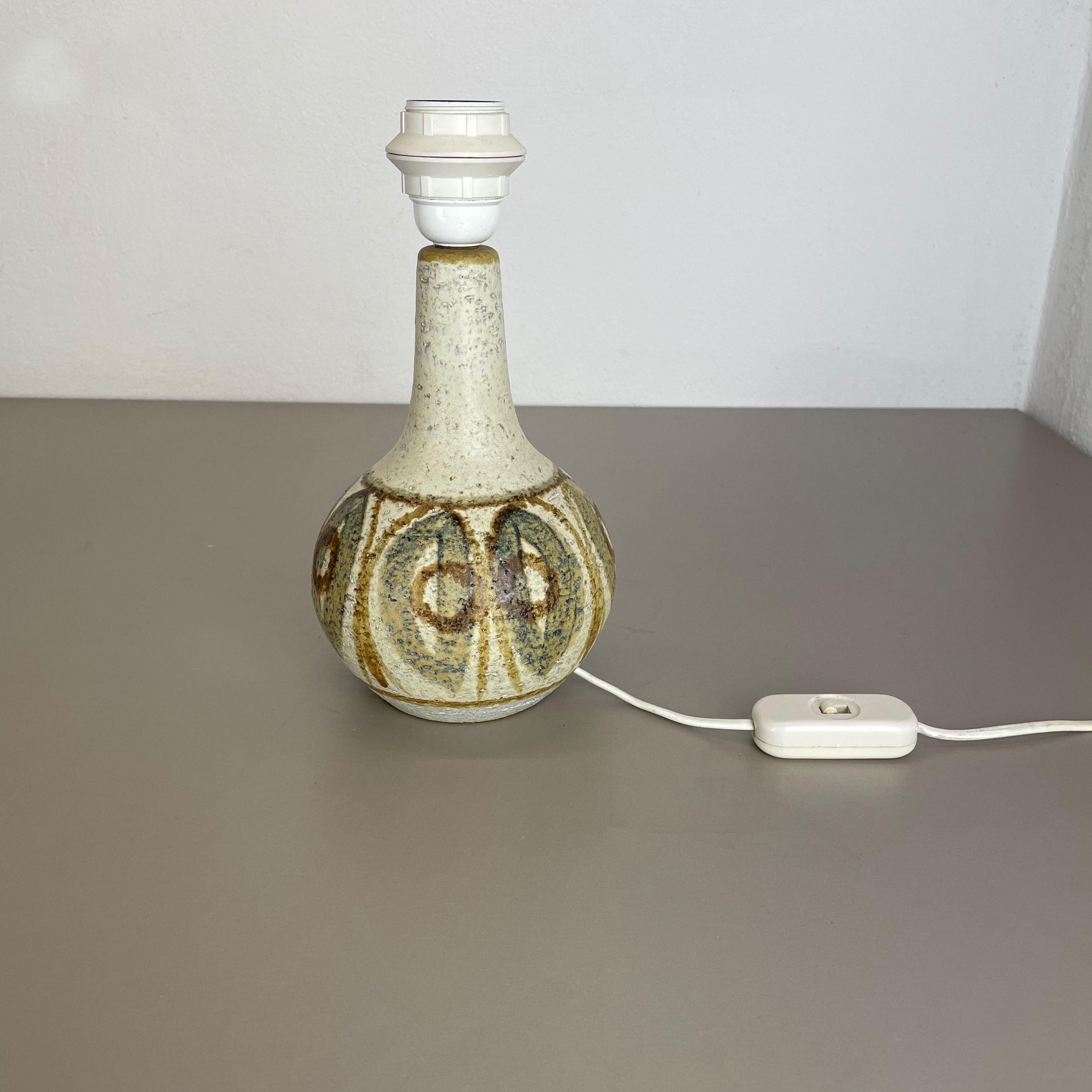 Ceramic studio pottery table light base by soholm  ceramic denmark 1970