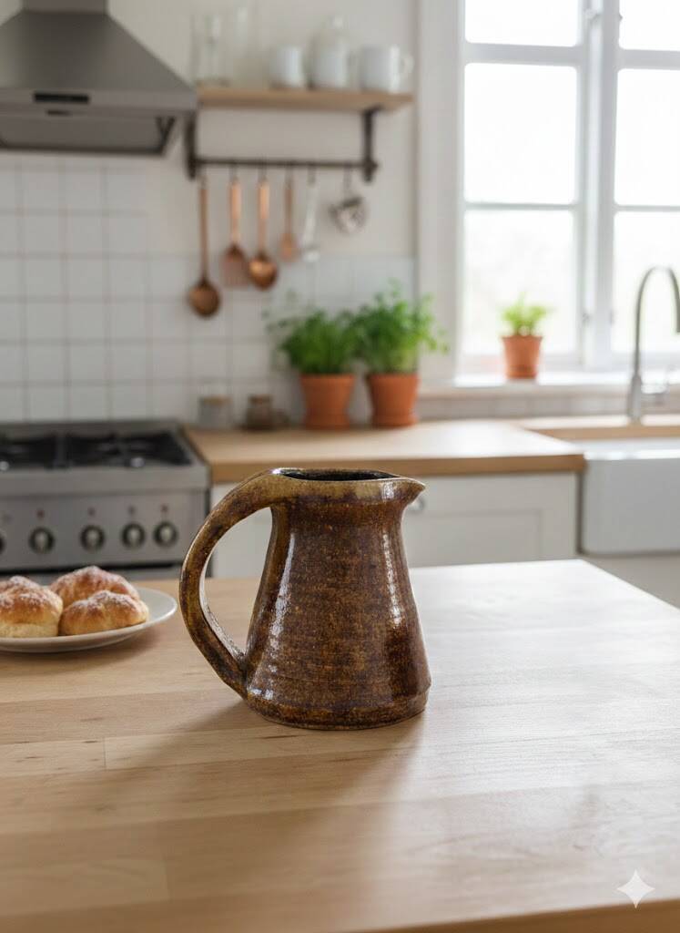 Accolay vintage 1950 ceramic jug & mustard pot signed double a