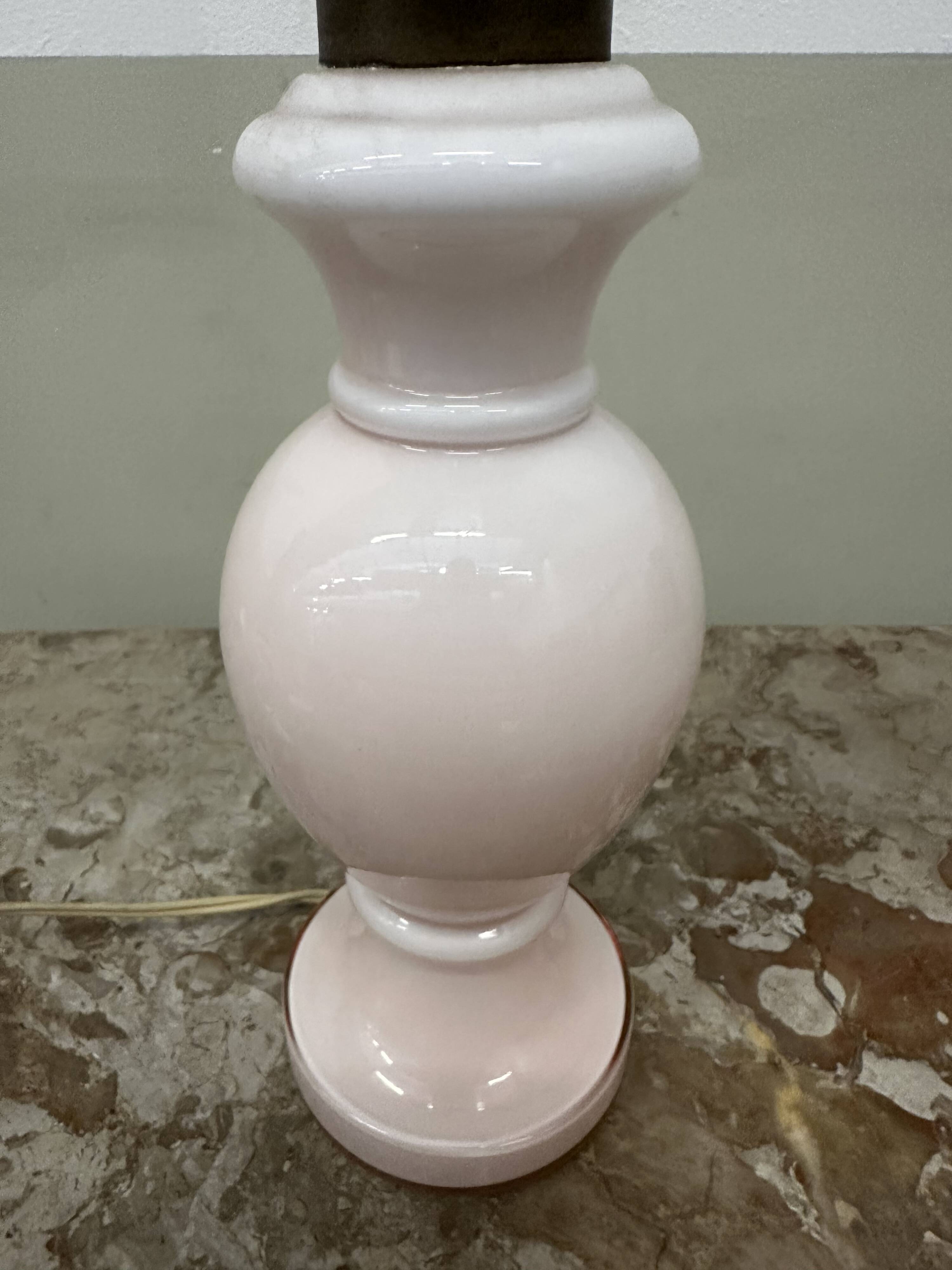 Vintage 70´s Lamp Base in Pink Opaline - H 28 cm - Italy