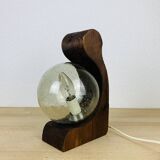 Temde Leucthen brutalist lamp from the 70s, pine and glass globe