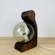 Brutalist lamp Temde Leuchten 1970s pine and glass globe
