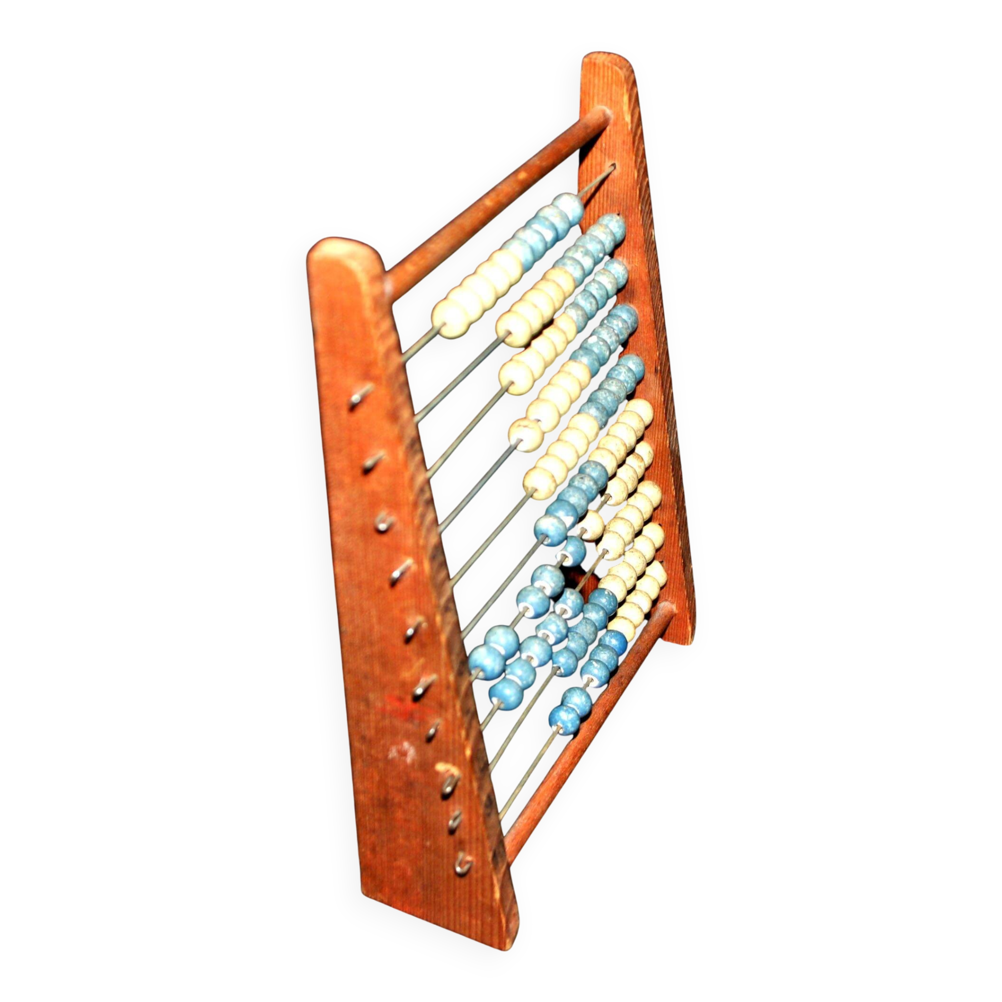 Vintage wooden school abacus - counting board unit tens in pearl school 1960-70