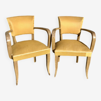 Pair of yellow bridge armchairs