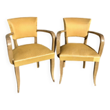 Paire de fauteuils bridge jaunes