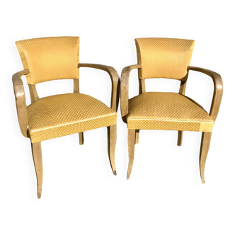 Pair of yellow bridge armchairs