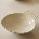 Set of 2 white porcelain scallop shell bowls, Apilco France