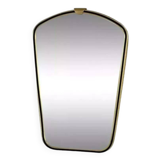 Rear view mirror and free form from the 60s brass frame highlighted with black