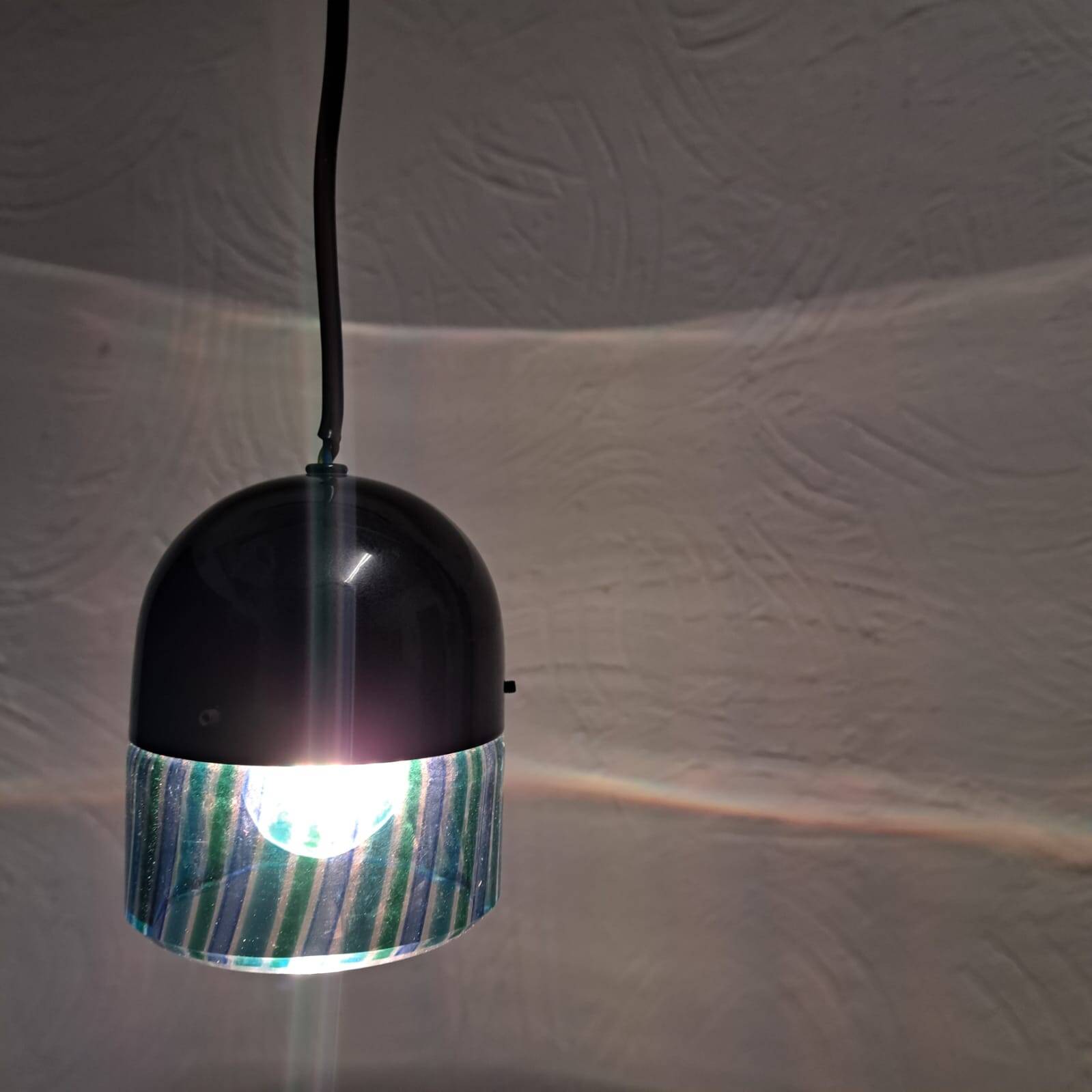 Suspension lamp, 1980s, glass with alternating rods
