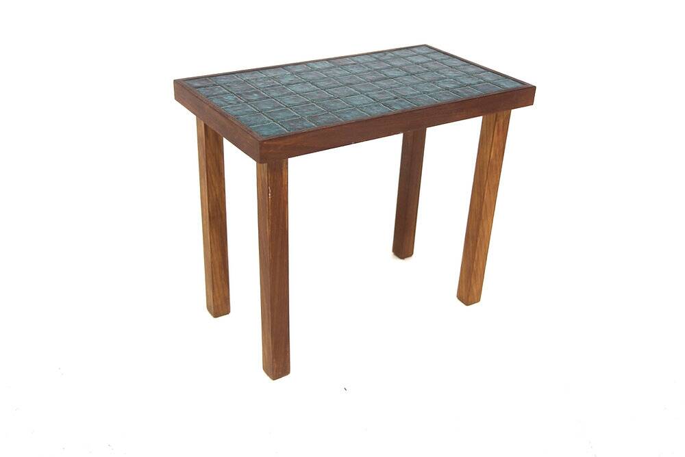 Teak and ceramic side table, Denmark, 1960