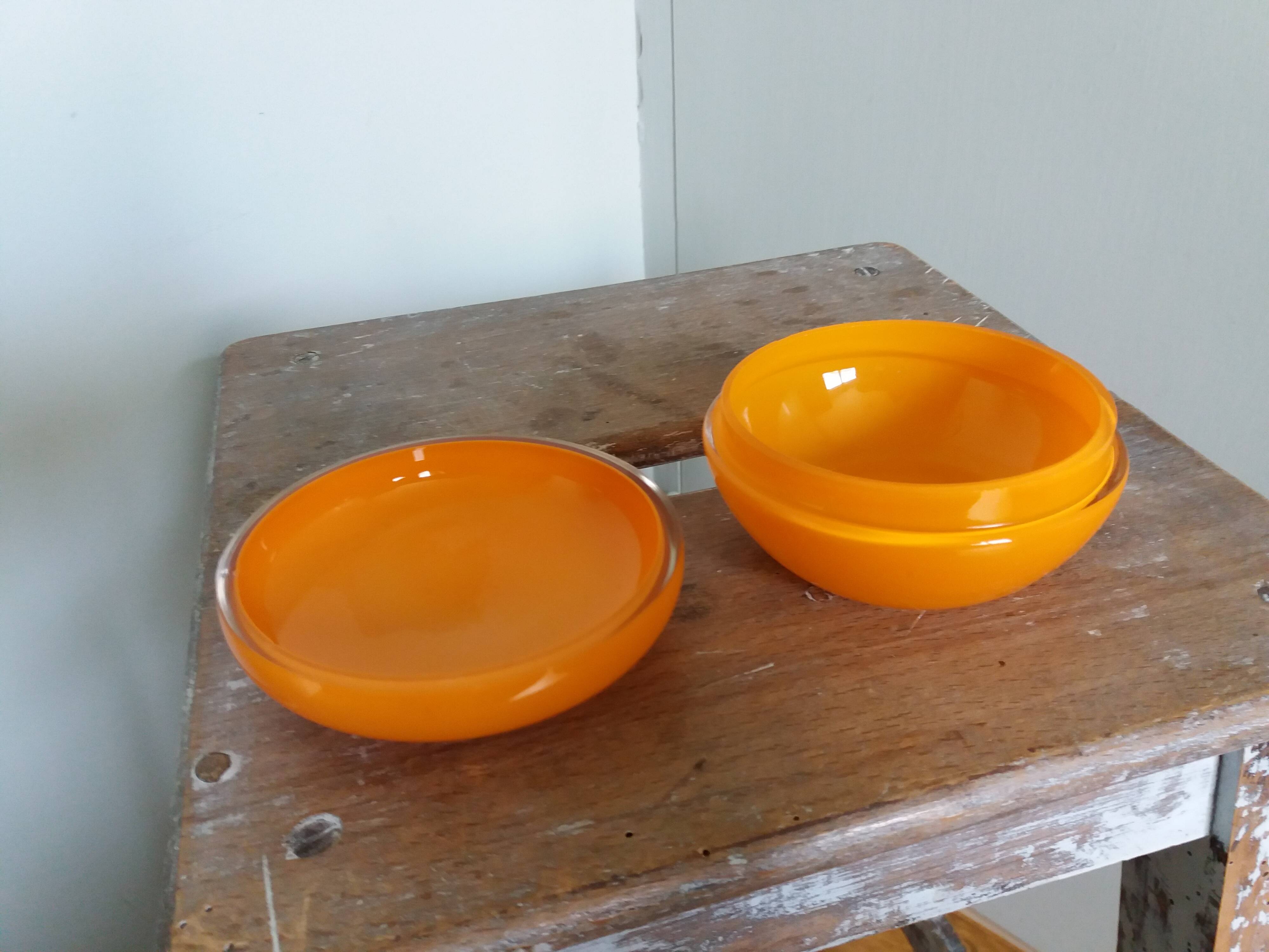 Orange glass candy box from the 70s