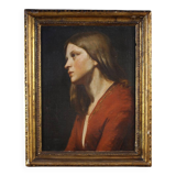 Peinture italienne du 19e siècle, portrait d'une jeune fille