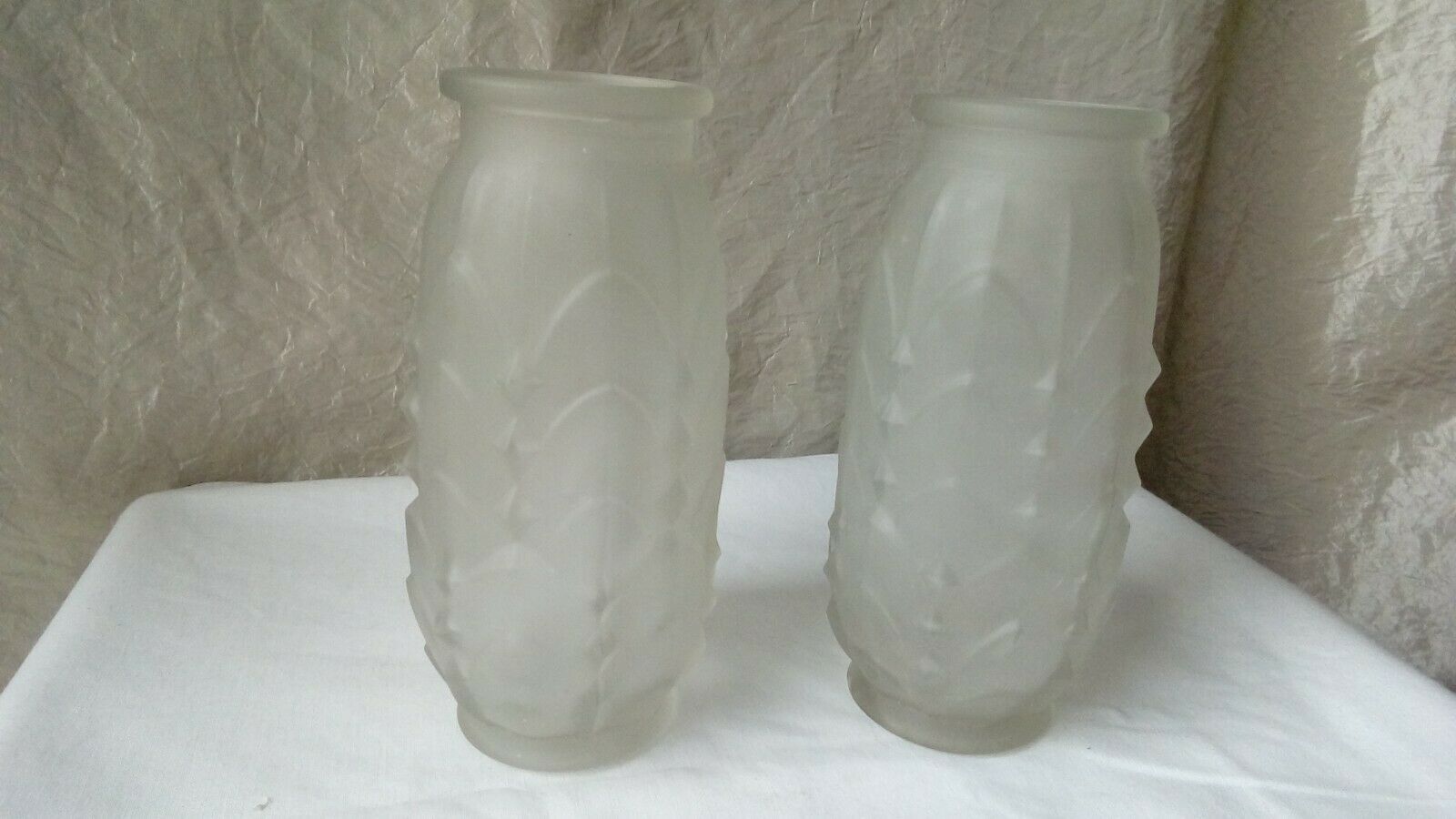Pair of glass vases frost compress epoque art deco