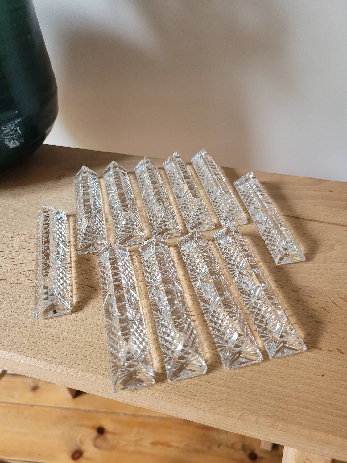 Set of 11 crystal knife holders