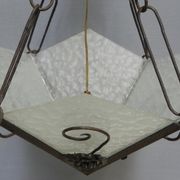 Art deco hanging lamp with 4 cloudy glass plates