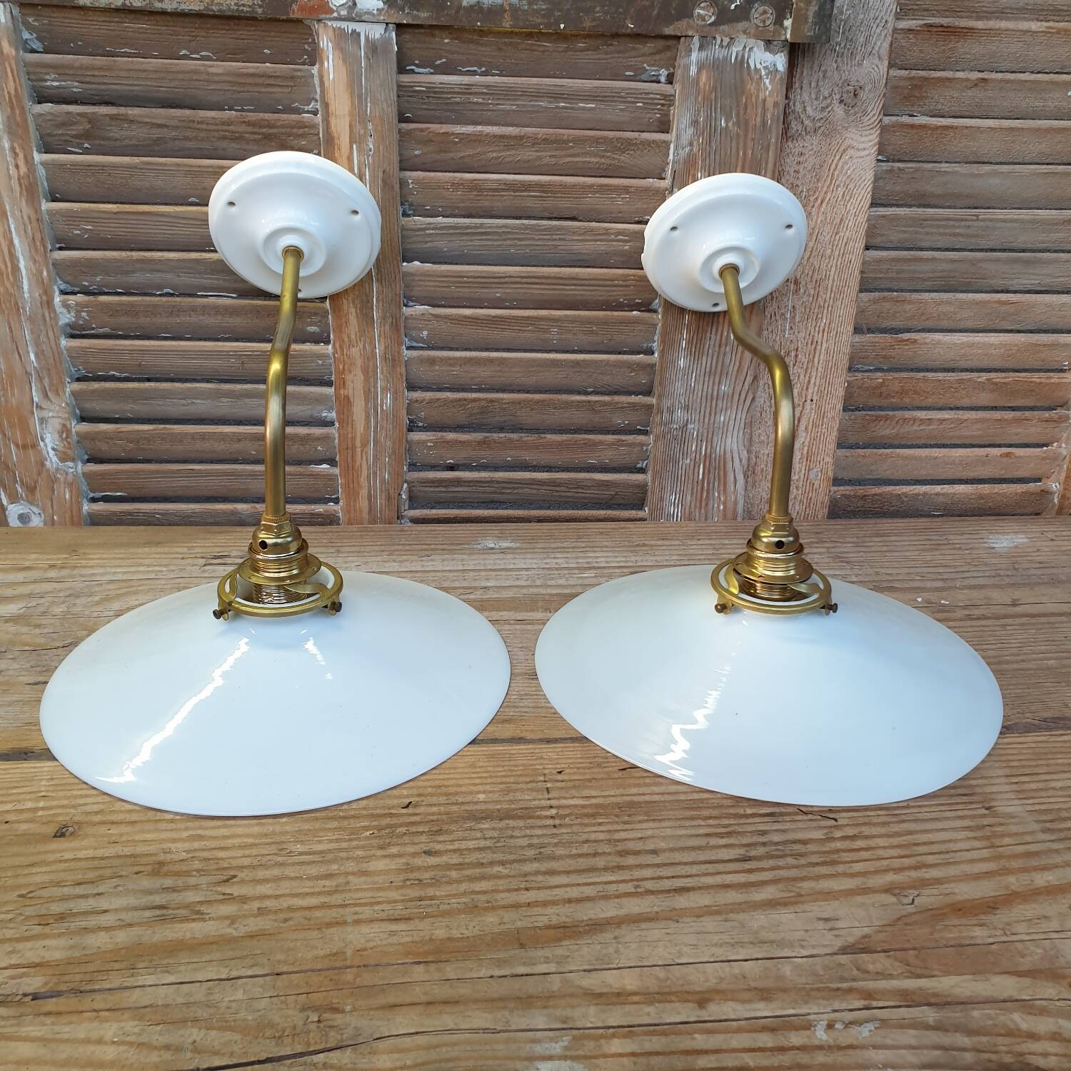 White opaline swan neck wall lights