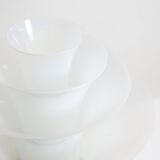 "Petal" lamp in opalescent white and bluish glass. 21st century.