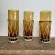 6 amber long drink glasses with wicker