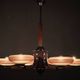 Large Art Deco Chrome, Wood and Glass Six-Light Chandelier, 1930s