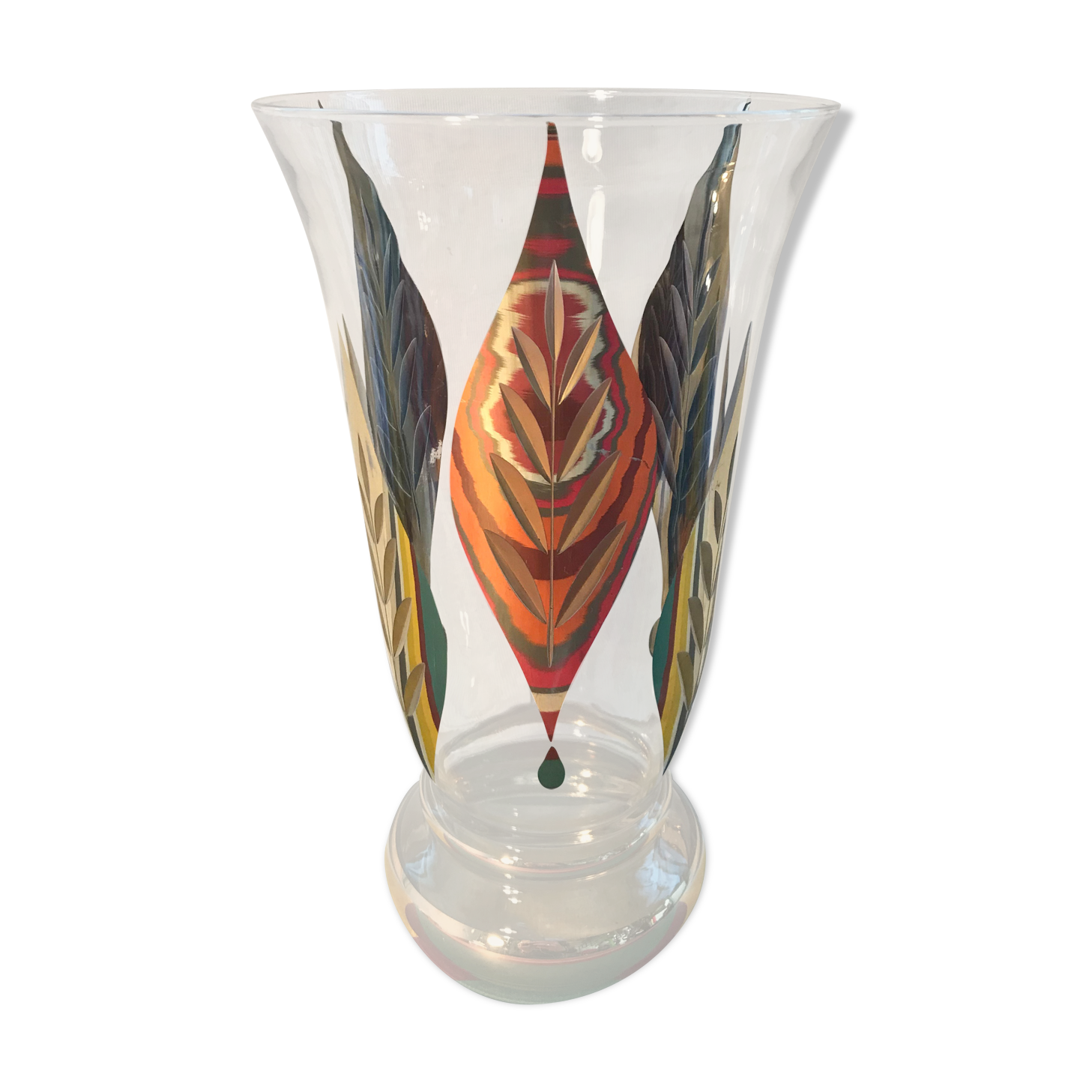 Old FAINS Glassware Vase From BOOM Decor Decelede Dilly Gold Belgium Vintage