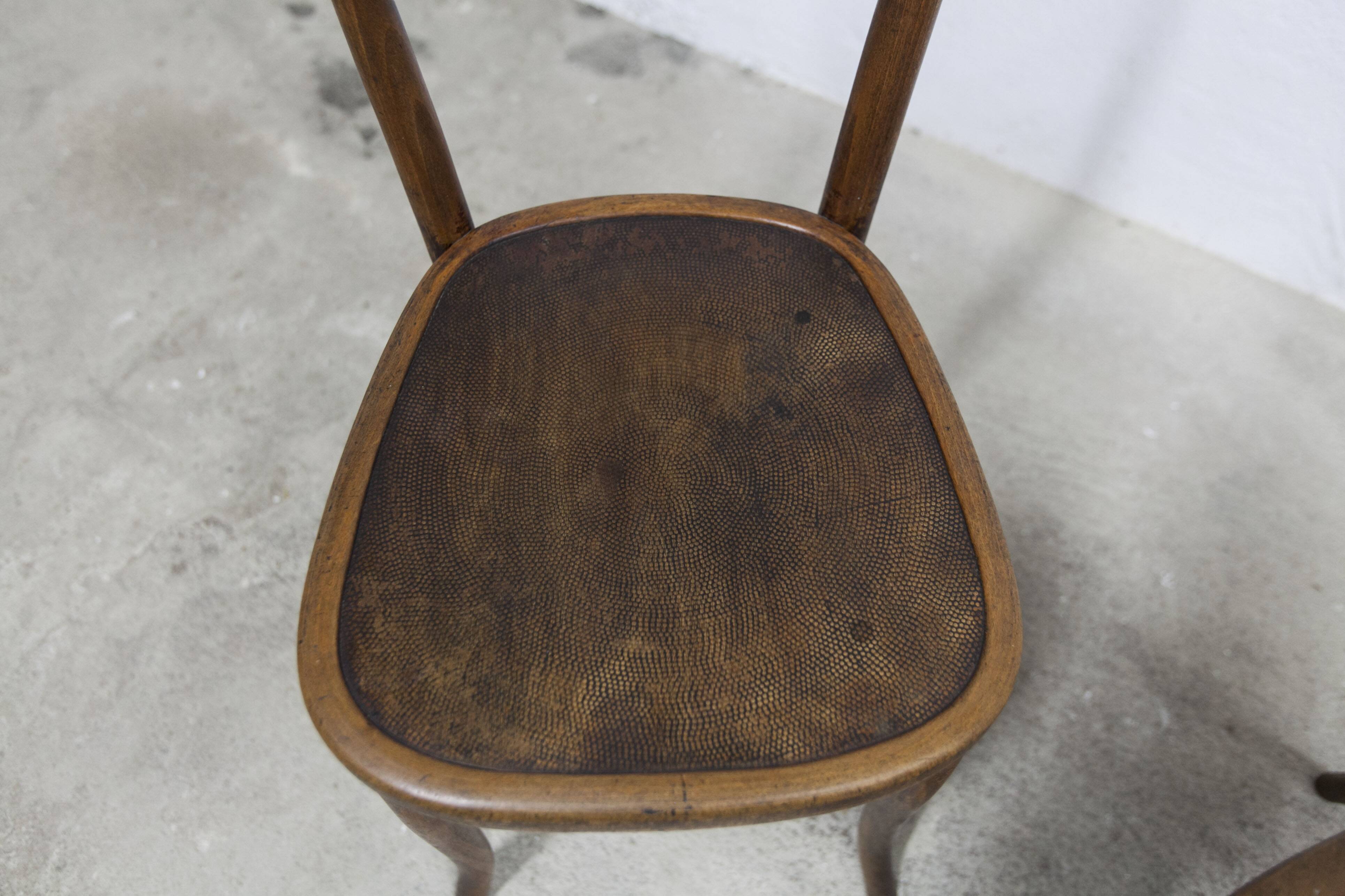 Pair of Baumann Bistrot chairs from the 1920s with pyrography seat
