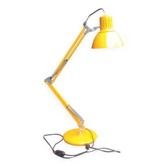 Ancienne lampe de bureau articulée Aluminor modèle 04/02 en métal orange
