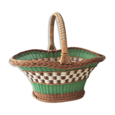 Panier vintage osier et scoubidou