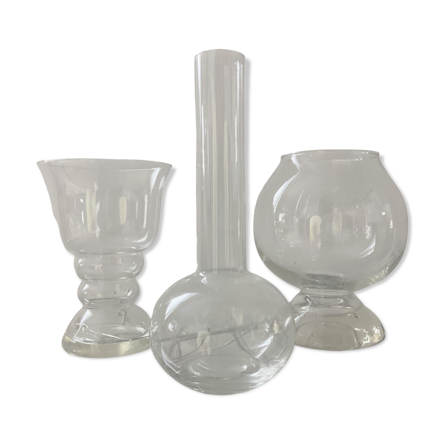 Trio of vintage glass vases