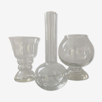 Trio of vintage glass vases