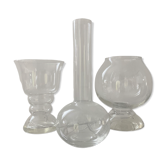 Trio of vintage glass vases