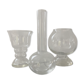 Trio of vintage glass vases