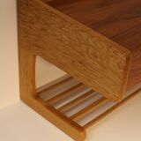 Scandinavian bedside table or wall console, oak and teak, 1960