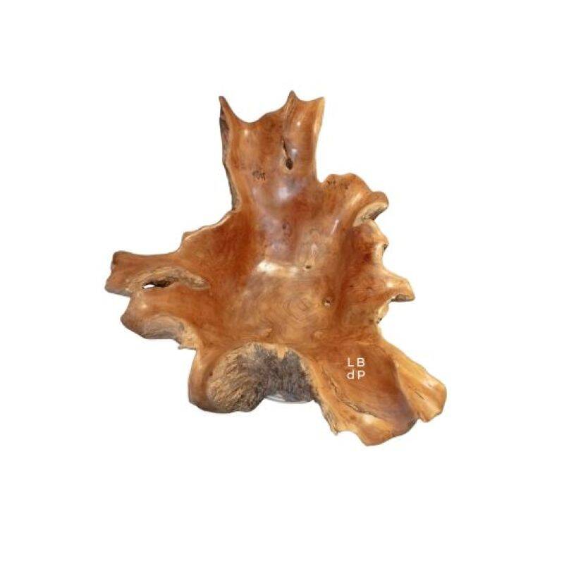 Sculptural wooden centrepiece, organic bowl, brutalist.