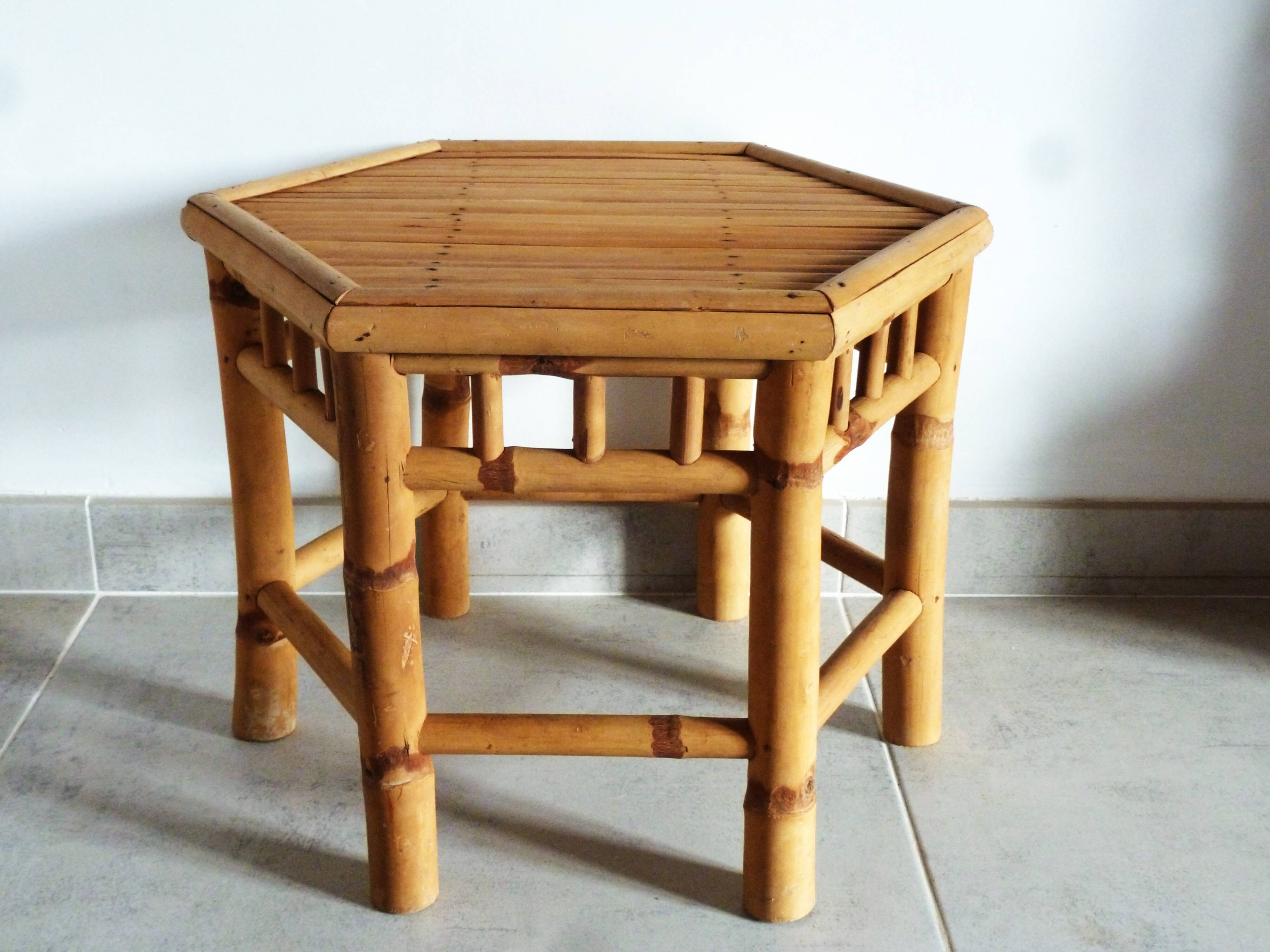 Bamboo side table, bamboo coffee table, bamboo stool.