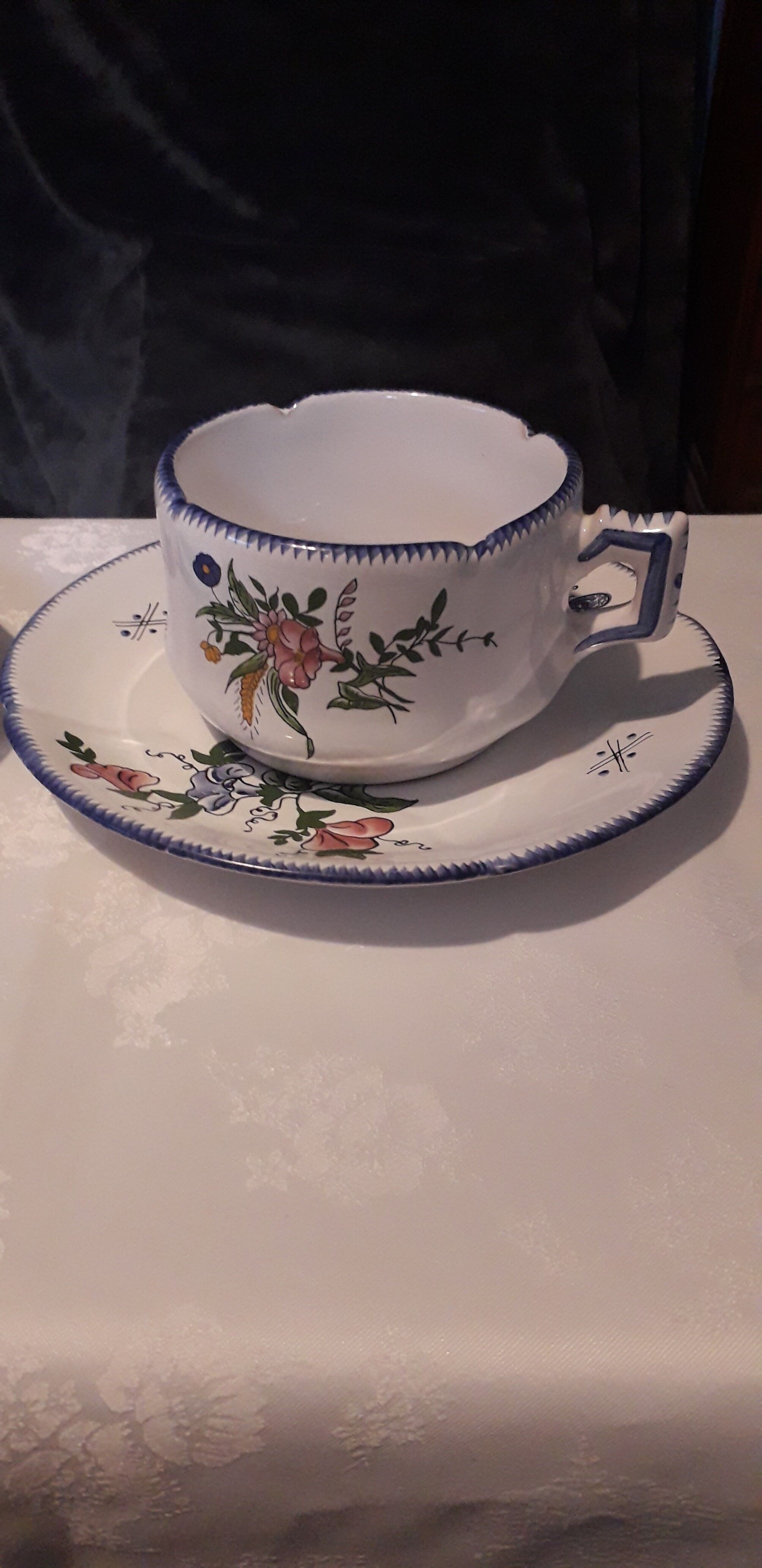 Set of 2 Renoleau art earthenware ceramic lunches