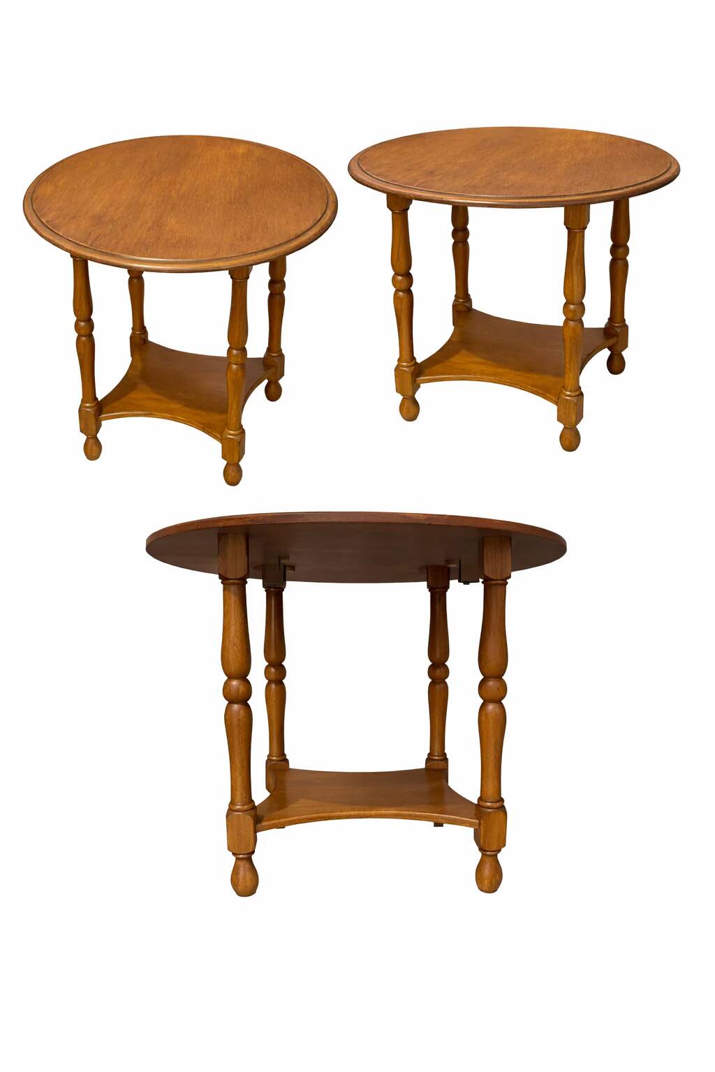 Ancient oak side table with spool legs