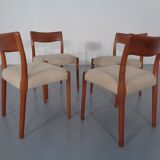 Danish Solid Teak Dining Chairs, 1960s, Set of 4
