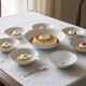 Vintage porcelain service: salad bowl and 8 small bowls.