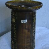 Old large vase st clement france ethnic relief decor n° 9128 60s rare