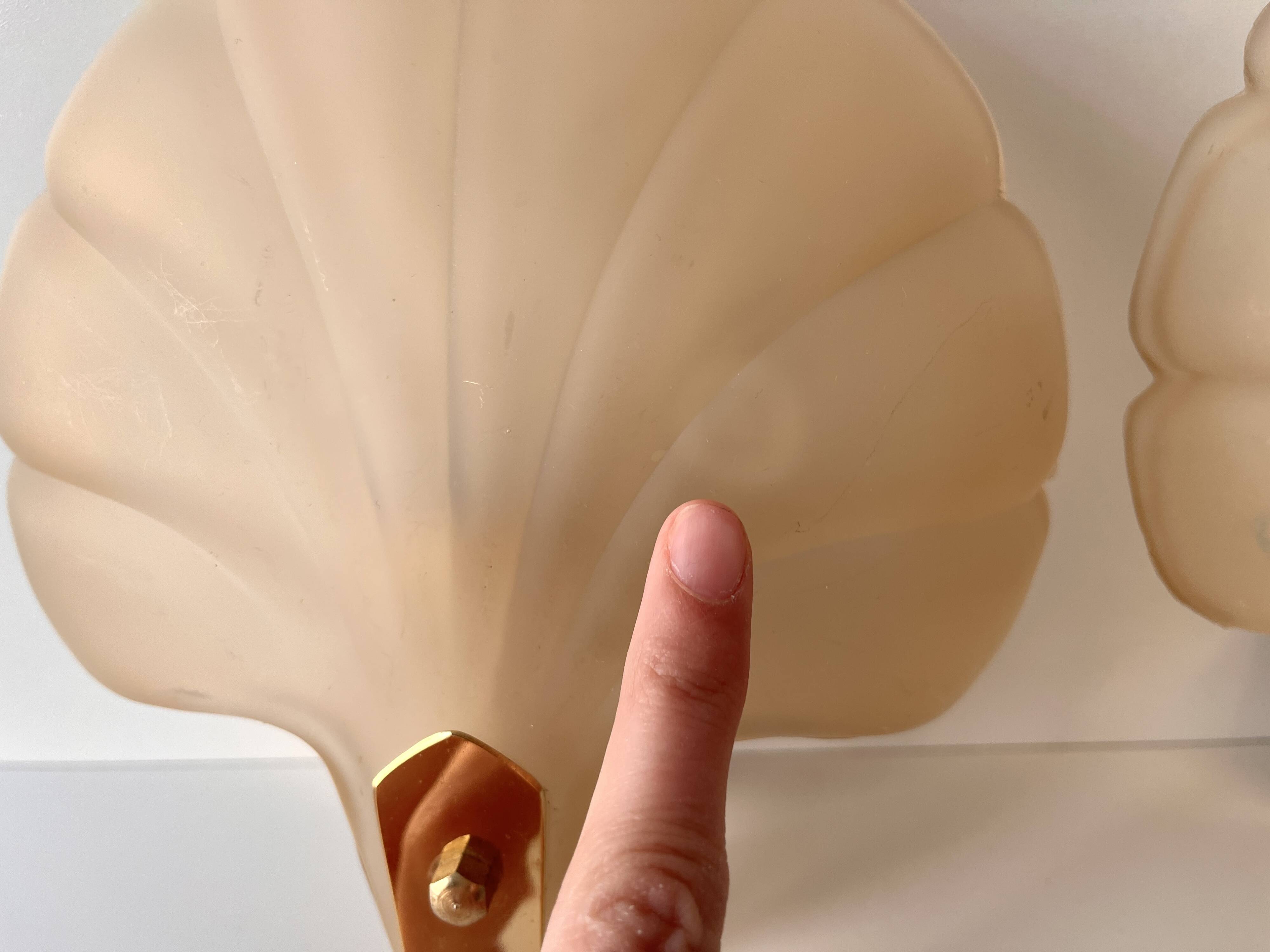 Appliques murales coquillages en verre vintage, lampes style art nouveau