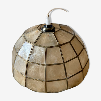 Brass and mother-of-pearl hanging lamp