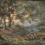 Oil on canvas undergrowth landscape by Charrrier early 20th century