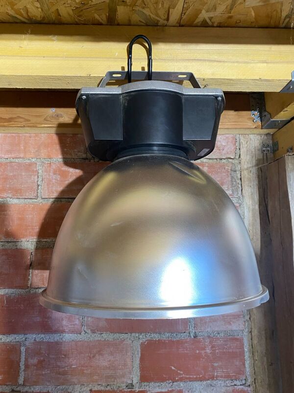 Suspension Ancienne Industrielle PHILIPS Globe Alu Gris  Vintage