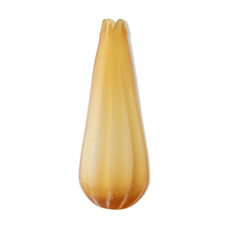 Large vintage Murano glass vase, yellow-orange gradient, Italian 1960s, sculptural teardrop form