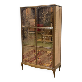 Armoire miroir Art déco des années 1950 en hêtre - Portes et cotés habillés