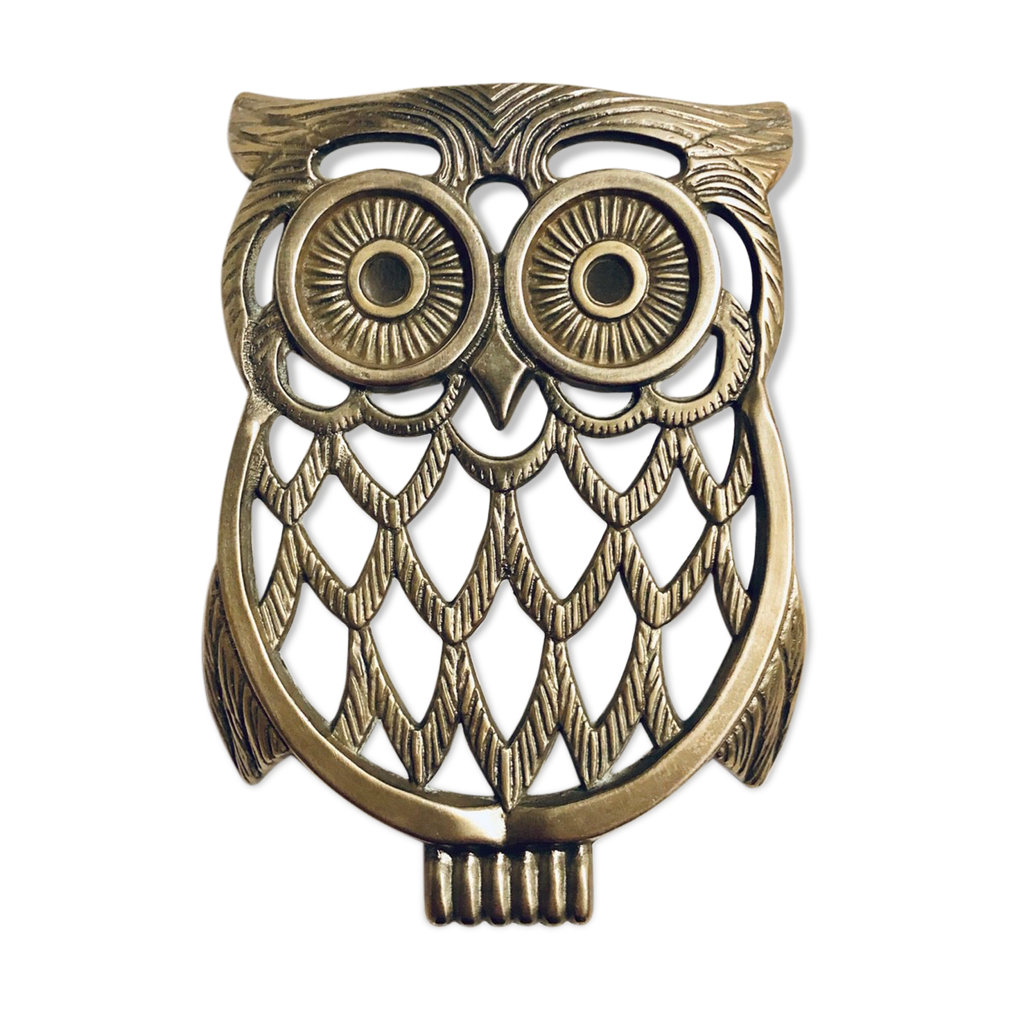 Under vintage brass dish owl