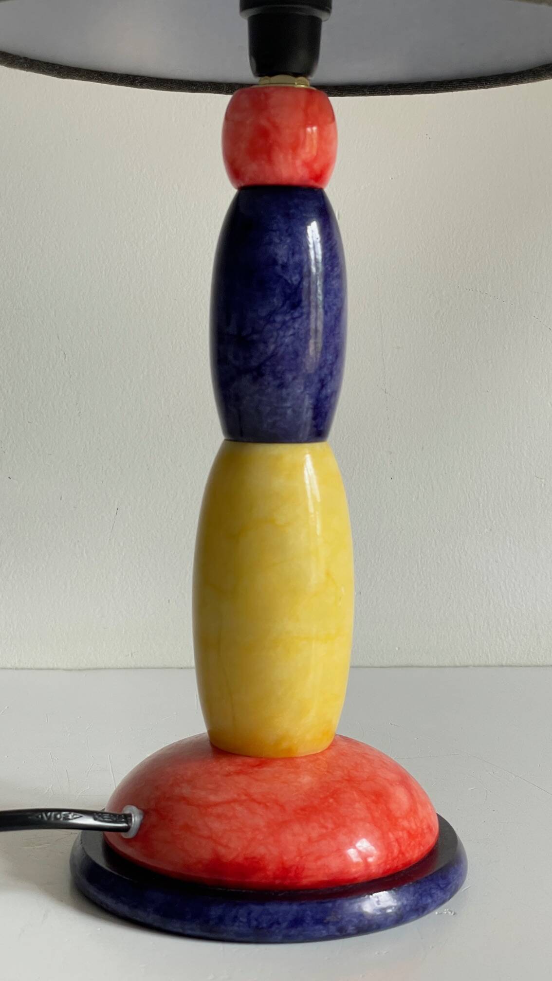ALABASTER STONE LAMP Blue, Yellow and Red 80s