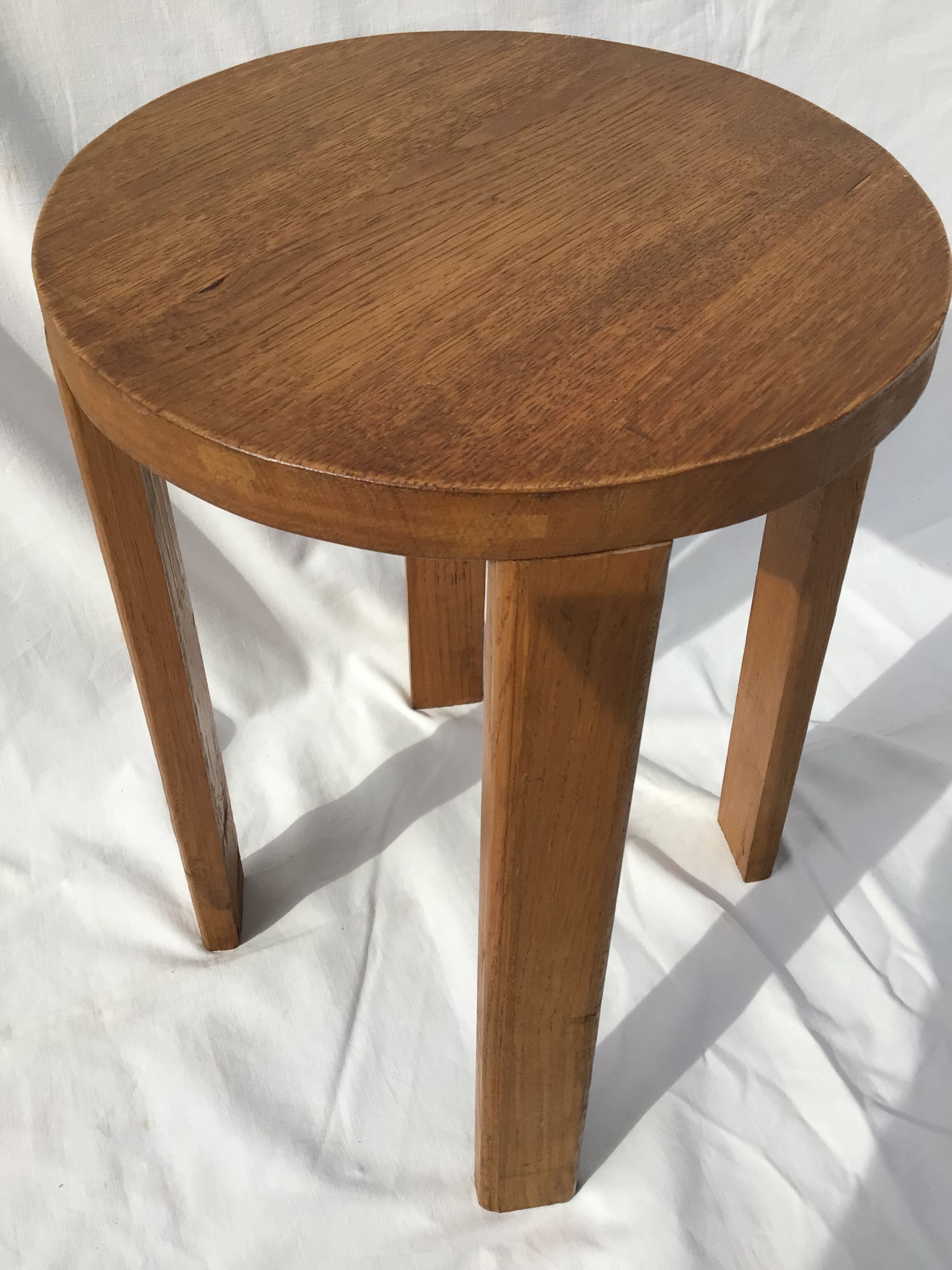 Round stool solid oak rectangular feet