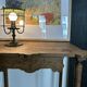 Antique patinated green metal lamp, Art Nouveau style, early 20th century.